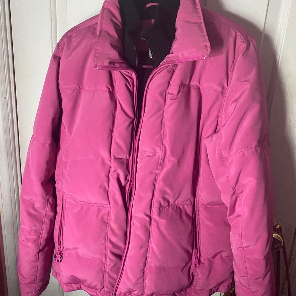Pink puffer jacket